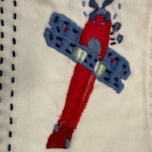 Pottery Barn Crib Skirt with Embroidered Airplanes